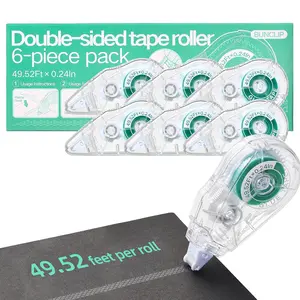 Scrapbook Tape Runner Glue Tape, 6 Pack Double-Sided Tape Roller 49.52ft x 0.24in, Residue-Free Adhesive for Photo Crafts, Scrapbooking, Paper Arts