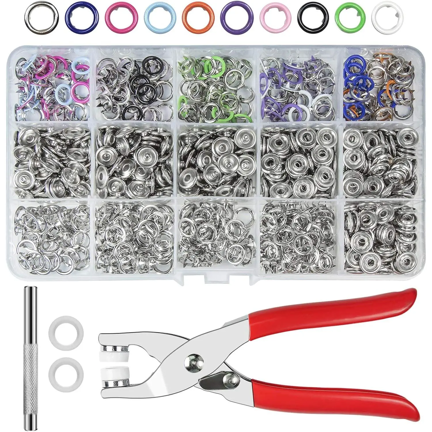 Craftsmanship DIY 200 Sets Metal Snaps Buttons with Fastener Pliers Press Tool Kit for Sewing and Crafting (Hollow)