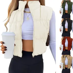 Kingapril Womens Cropped Puffer Vest Zip Up Stand Collar Lightweight Sleeveless Padded Gilet with Pockets
