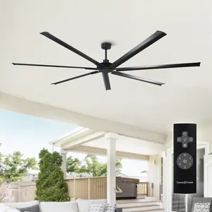 Parrot Uncle 84 Inch 100 Inch Silent Storm Extra Large Ceiling Fan with Remote Control 7-Blade Aluminum Reversible Blades 6-Speed 11200CFM/11500CFM Indoor/Outdoor Use