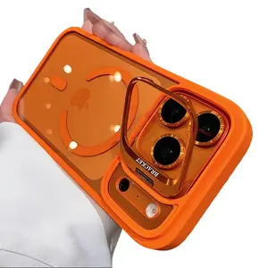 Phone Case New Fashion Shockproof Case with Metal Camera Stand and Glass Lens Protector Compatible with Apple iPhone 17 16 15 14 13 Pro Max Plus Air Stylish Protective Cover