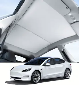 Upgraded For Tesla Model 3 Sunshade Roof [No Gaps, No-Sagging] Tesla 3 Accessories Heat Insulation Foldable Glass Sunroof Cover for Model 3 2019-2026, 2PCS