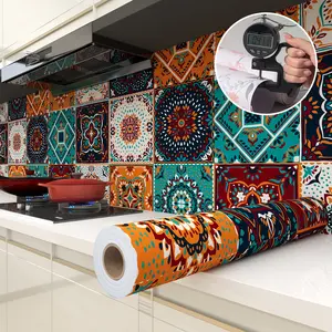 Bohemian Style Mosaic Tile Stickers - Waterproof Peel & Stick Wallpaper for Kitchen and Bathroom Walls, Furniture Renovation, Cabinet Backsplashes, Border Decorations, and Instant Wall Art