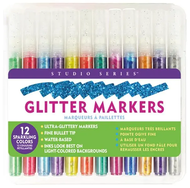 Studio Series Glitter Marker Set (12-Piece Set) -- Peter Pauper Press Inc, General Merchandise