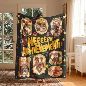Soft Funny Throw Blanket Dungeon Crawler Carl Flannel Slogan Print Blanket, Large Size, Soft Lightweight Warm, Perfect for Bed Sofa Office Camping Travel, Spring Blanket Gift