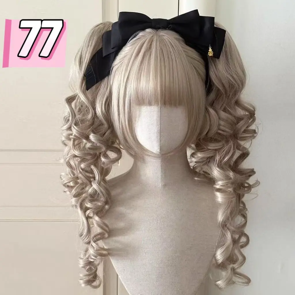 Cute Doll Lolita Wig with Long Curls and Detachable Ponytails, Heat-Resistant Matte Synthetic Hair for Women's Cosplay, Artificial Wig, Synthetic Wigs, Party Wig