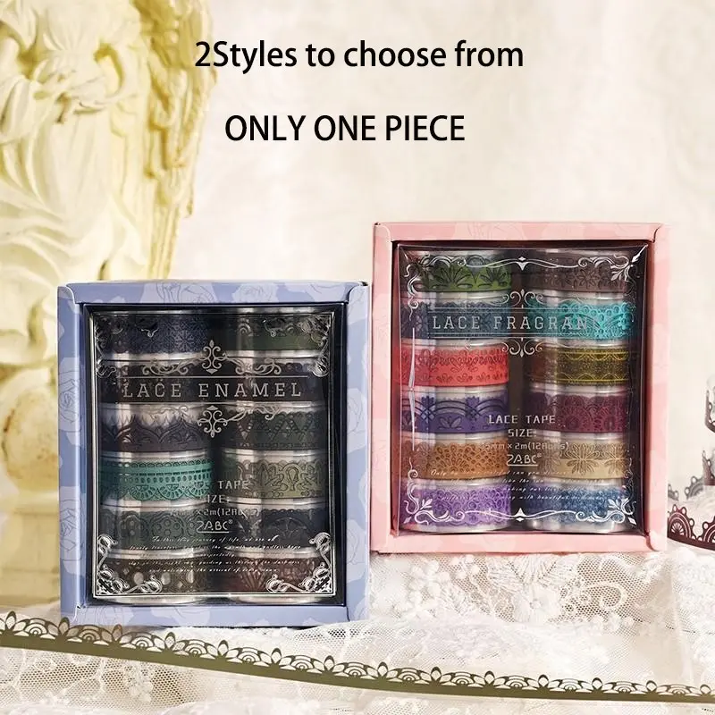 12 Rolls Box Satin Dream Series Lace Tape Set, Creative Handmade Craft Material Scrapbooking, DIY Scrapbook Accessories Frame Album Phone Case Desk Calendar, Versatile Uses