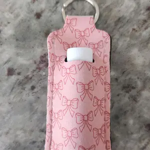 Lip Balm Holder - Pink or Blue Bow Design Keychain Accessory for Easy Carry