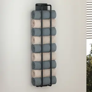 Wall Mounted Towel Rack, Bathroom Towel Holder, Shower Room Organizer, Holds Hand Towels Robes Bathmats Face Cloths, Bathroom Organizing Accessories, Bathroom Organizer Supplies