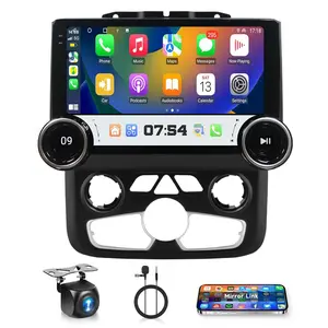 10.1'' Dual Knobs Car Stereo for Dodge Ram 1500 2500 3500 2013-2019 Auto AC, IPS Display, Wireless CarPlay/Android Auto,GPS,BT 5.4 WiFi and Rearview FM Radio