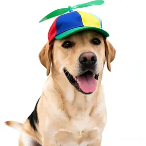 Funny Helicopter Adjustable Green Pet Hats for Dog and Cat