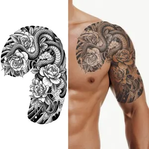 Waterproof temporary tattoo sticker magic tattoo lasting 7-15 flower venomous snake herb juice semi permanent tattoo simulation tattoo Shoulder sleeve chest tattoo