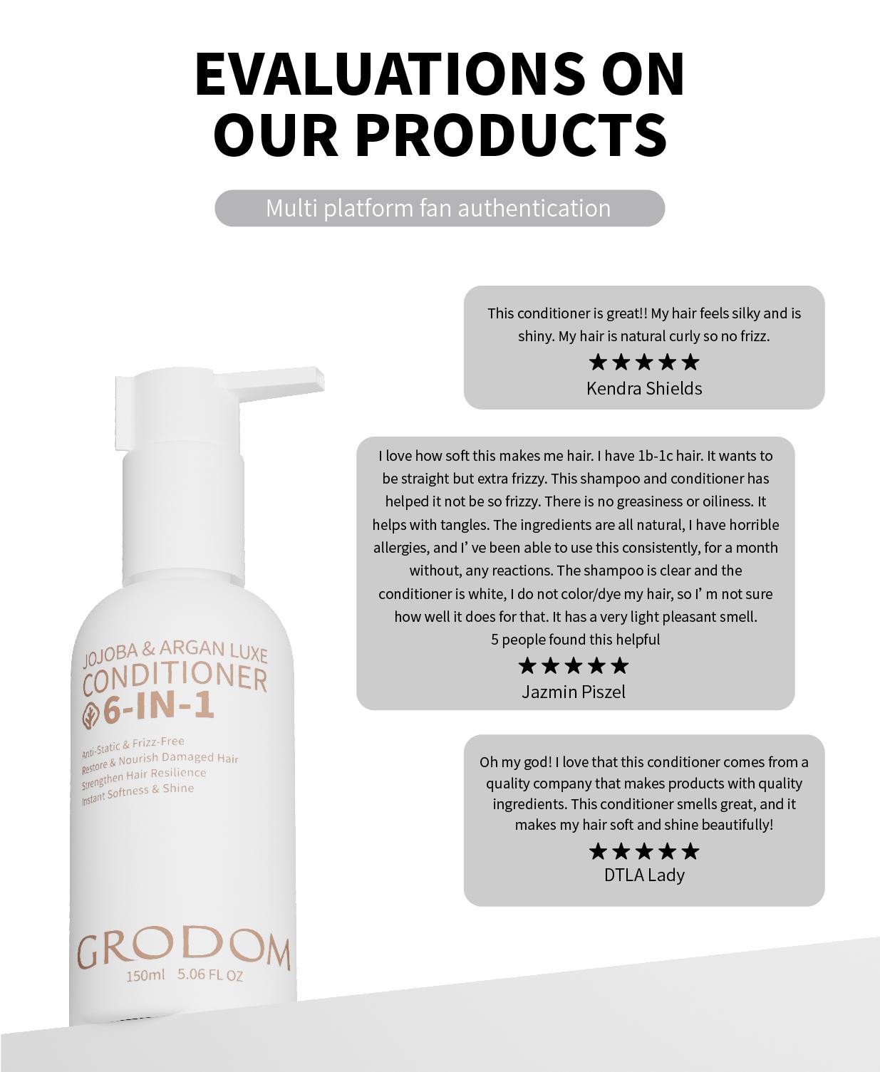 GRODOM Amino Acid Shampoo & Conditioner Set, Hair Growth & Loss Prevention, Argan Jojoba Oil Moisturizing, Sulfate-Free, Biotin Infused, Deep Repair for Color Treated & Permed Hair, Scalp Refreshing & Volumizing, 300ml x 2