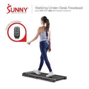Sunny Health & Fitness Treadpad 100 Smart Wi-Fi Connected Treadmill w/ 16"W x 40" L Walking Surface Area, Up to 245 LBS, Smooth Quiet Under Desk Walk Pad Fully Assembled