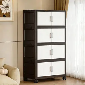 Baby Closet Storage Cabinet, Home Bedroom Children Toy Organizer, Foldable Snack Cabinet, No Installation Required, Modern Style