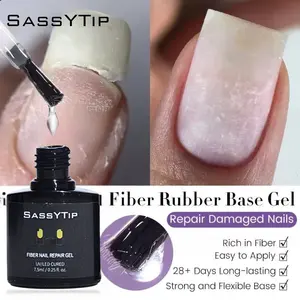 SASSYTIP Fiber Nail Repair Gel - Strengthen Protect & Restore Damaged Nails with Long Lasting Results Up to 2 Months Hypoallergenic Easy Application Rich in Fiber Base 7.5ml