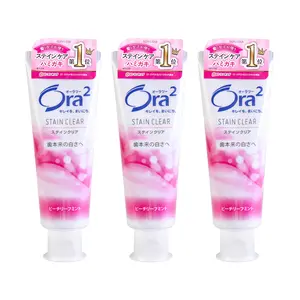 SUNSTAR ORA2 Me Stain Clear Toothpaste, 130g Peach Leaf Mint Flavor, Pack of 3 SUNSTAR ORA2 Me Stain Clear Toothpaste, 130g Peach Leaf Mint Flavor, Pack of 3
