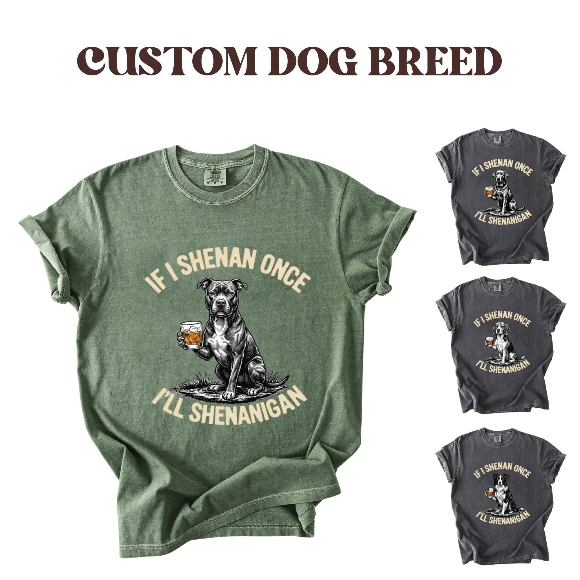 Comfort Colors 30+ Dog Breeds Ghost Halloween T-Shirt Vintage Washed Tee Shenanigan Dog Lover Apparel