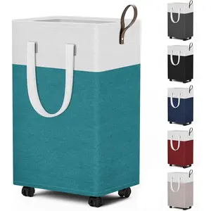 75L Rolling Laundry Basket with Wheels, Collapsible &  Laundry Hamper, Mobile Clothes Hamper, Storage Laundry Bins with Handles for Laundry Room, Bedroom, Bathroom & Dorm, Green