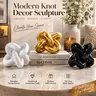 1-Count 3D Resin Knot Chain Link Abstract Sculpture - Luxury Gold-Toned Gold Statue, Small Resin Figure, Boho Farmhouse Rustic Modern Tabletop Decor, Living Room Decorations, Coffee Table Decorations, Bookshelf Ornament