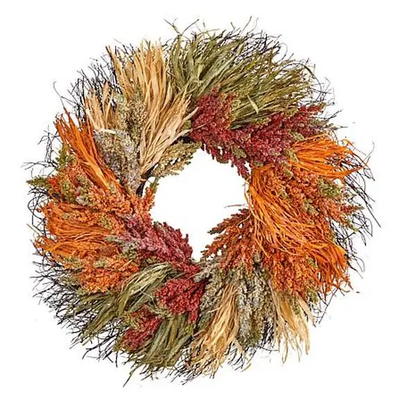 Nearly Natural 26 in. Sorghum Harvest Artificial Wreath
