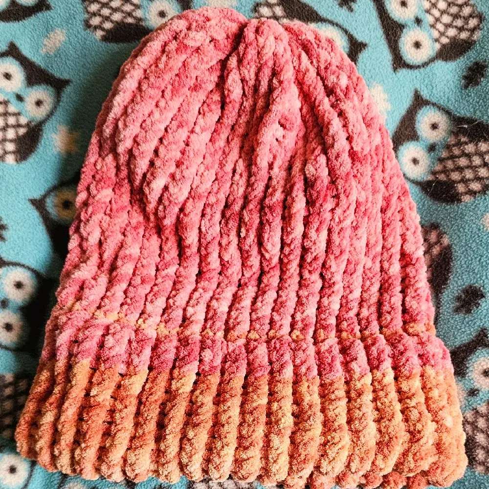 Orange and Rose Peekaboo Beanie