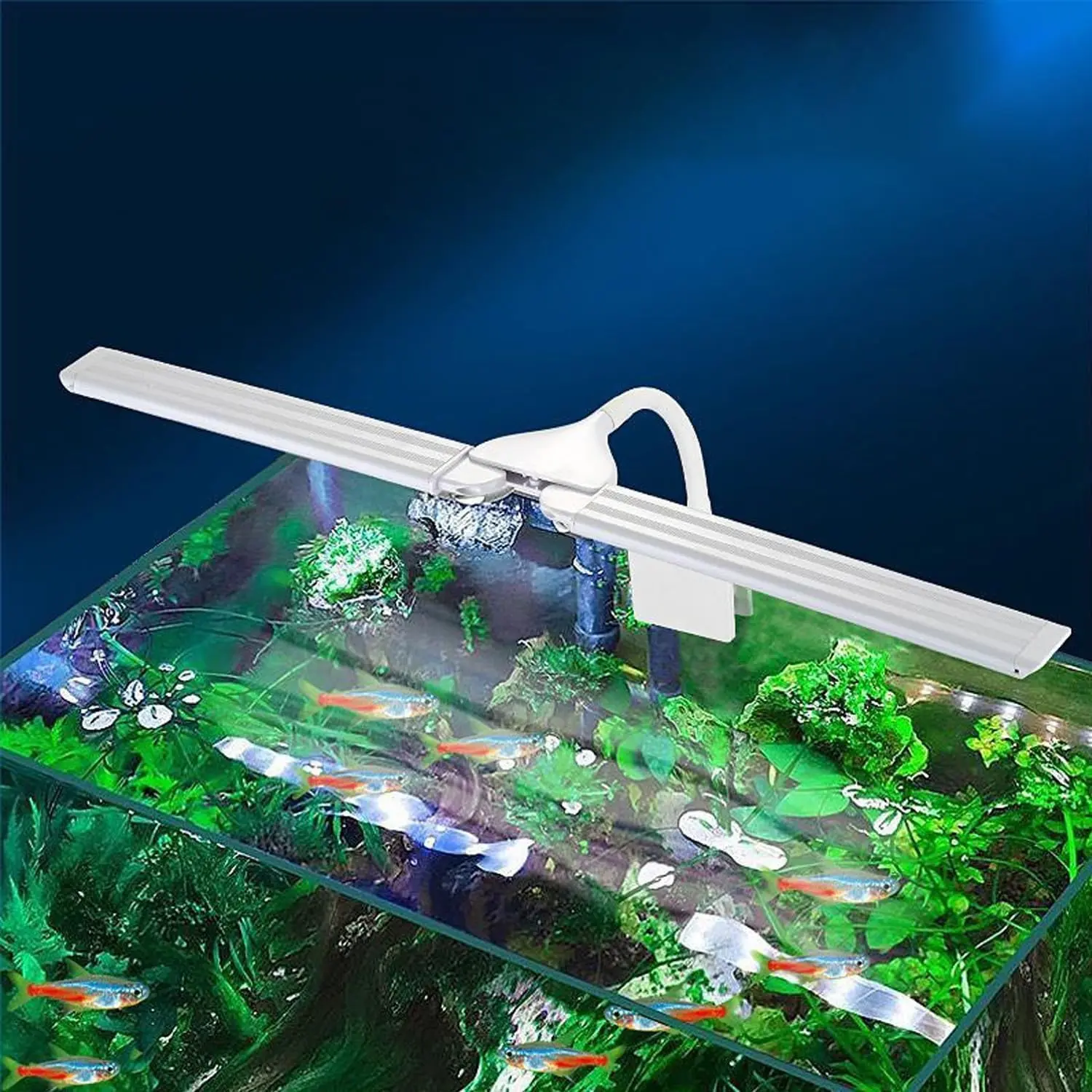 LED Aquarium Light Full Spectrum Clip 360° Adjustable 2 Light Bar Super-Bright 13.2W Suitable for 20-75 Gal Fish Tank for Aquatic Plants