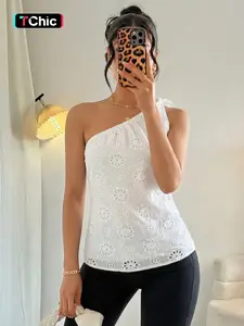 Women's Sexy Asymmetrical Design Off-Shoulder Sleeveless Vest Top, Summer Casual Slim Fit Shirt, Perfect for Spring and Summer