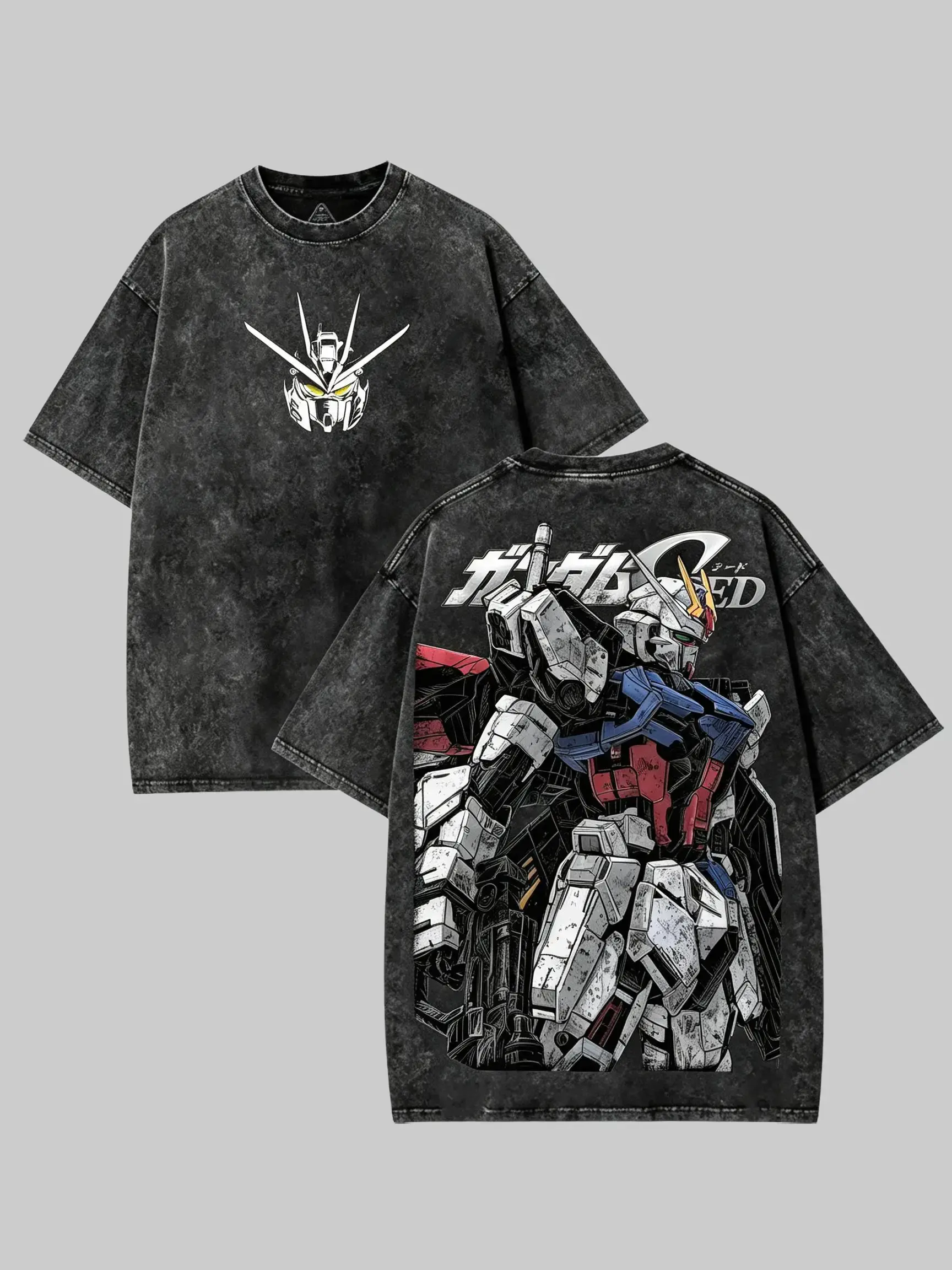 Mobile Suit Gundam Vintage Washed Graphic T Shirt Oversized Anime Tee Heavyweight Cotton Japanese Mecha Streetwear Harajuku Y2K Retro Graphic Shirt Unisex Summer Fashion Gift