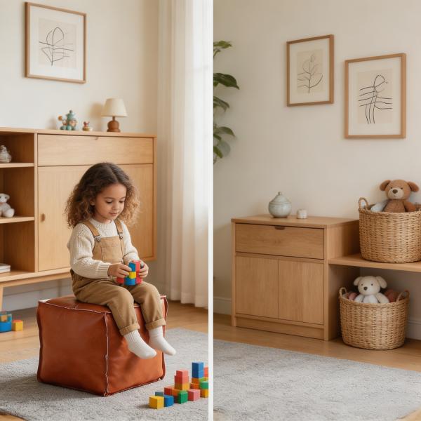 Only 15.7-inch square storage ottoman cover, unfilled faux leather bean bag ottoman, ottoman cover with scratch-resistant, easy-to-clean, and dirt-resistant fabric, suitable for living room, bedroom, apartment sofa footrest