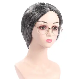 Old lady wig, film and television prop, granny skit stage performance cosplay wig