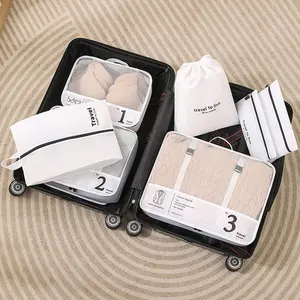 7PCS/Set Travel Storage Bag, Suitcase Packaging, Cube Set Box, Hand Luggage, Clothes, Shoes, Organizing Bag, Foldable Multifunctional Bag, Travel Essential Set Bag, Suitcase, Clothing Classification Bag, Organizing Business Travel, Toiletries