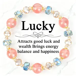 Colorful Crystal Lucky Bracelet For Women, Wealth Money Bracelets Trendy Spiritual Jewelry Gifts for Women, Special Occasions Gifts For Girlfriends Heavy Bracelet Blue Friendship Bracelet
