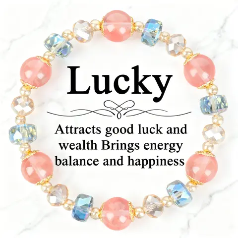 Women's Colorblock Beaded Crystal Bracelet - Artificial Materials Traditional Heavy Bangle, Elegant Auspicious Wealth Lucky Charm, Trendy Spiritual Jewelry Gift (Note: Choking Hazard Small Parts)