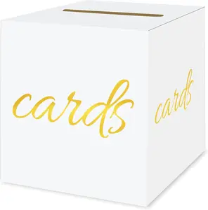 White and  Card Box for Party Birthday Graduation  Bridal Shower  Funeral  Card Holder with Slot Wedding Card Boxes for Reception Raffle Ticket Envelope Box