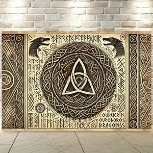 Norse Dragon Knot Wall Tapestry - 8x6ft Polyester Fabric Backdrop, Intricate Celtic Design for Living Room, Bedroom, Office, Outdoor Decor - Ideal for Parties and Holiday Gifts