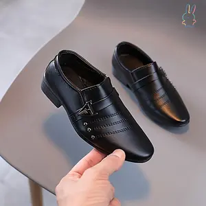 ERT-Boys Fashion Solid Color Oxfords, Lightweight Non-Slip Shoes, Fall Show Party Shoes Black Formal shoes get school