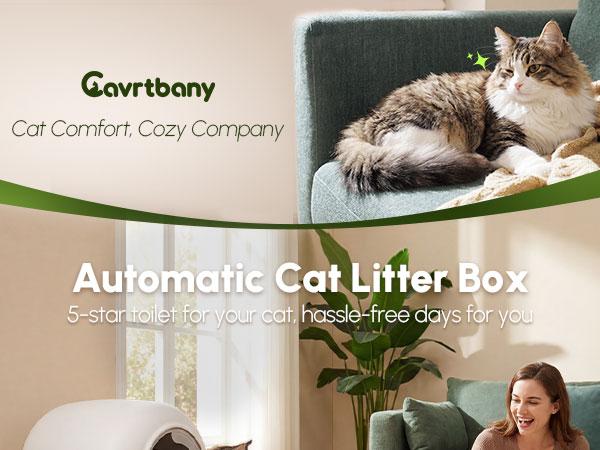 Cavrtbany Smart Self-Cleaning Cat Litter Box, APP or Manual Control, 85L Covered Litter Box with 15L pull-out drawer , Easy-Entry Front Step, 5 Safety Sensors, Quick 3-Minute Assembly, Quiet, Cat toilet for big Cats & Multi-Cat Homes With Free  liners 