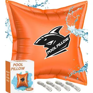 Pool Pillows for Above Ground Pools, Heavy Duty Pool Pillows for Closing Winter 0.5mm PVC (27 Gauge) with 65ft Rope, Cold Resistant Pool Cover Pillow for Winterizing (4x4 ft)