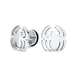 Black Widow Spider Stud Piercing Earrings Illusion Plug Stainless Steel Stud Earrings Screwback