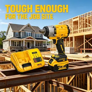 One battery/one charger/wireless brushless impact wrench, 20V 3300 RPM 203 Nm high torque, 5.0Ahh battery compatible with power tools, suitable for automotive maintenance and woodworking structural operations kit set