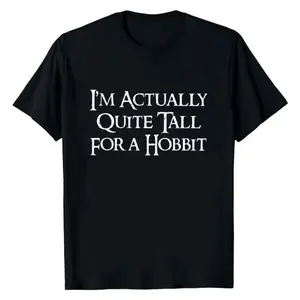JRR Tolkien Vintage I'm Actually Quite Tall for a Hobbit Graphic Tee Ver 2 - The Lord of The Rings Movie Shirt - Casual Crewneck Tee for Men BK-144