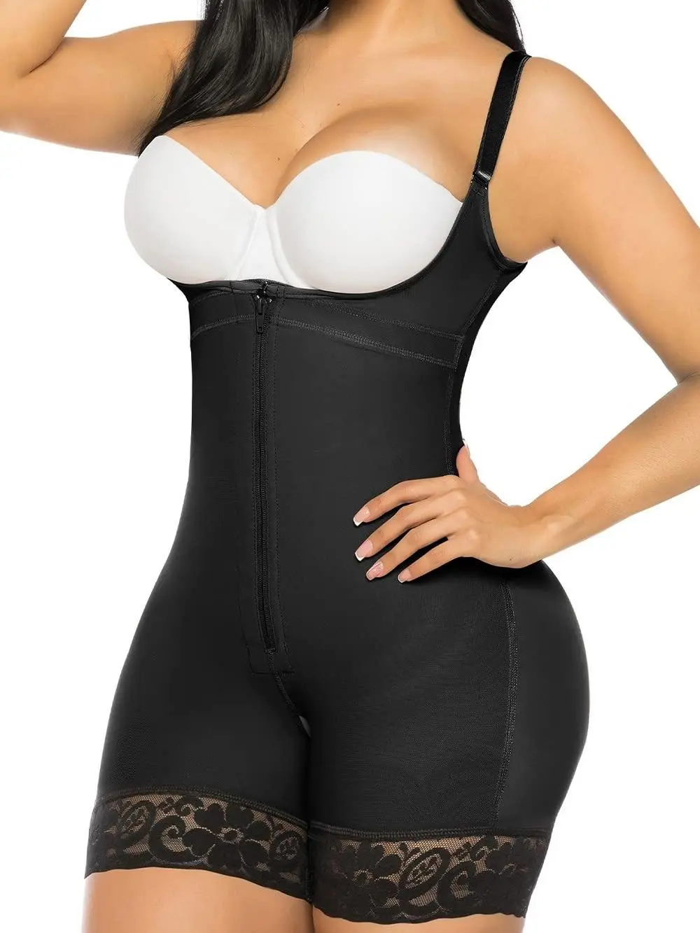 Cliff Sports BBL Fajas Colombianas Shapewear for Women Postpartum Stomach Tummy Control Braless Body Shaper Curvy Slimming Girdles Women's Hi-Waist  Trainer Butt Lifter Thigh Slimmer Boyshorts Bodysuit With Adjustable Straps Zip Closure and Open Crotch