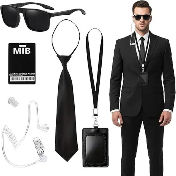 6Pcs Agent Costume Accessories, Secret Service Costume Spy Costume Set for Men Women for Cosplay World Book Day - Home Improvement.