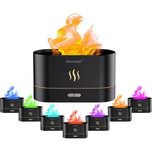 Flame Essential Oil Diffuser, Upgrade 7 Colour Lights Aromatherapy Diffuser, Super Quiet Air Humidifier, Electric Aroma Diffuser, Waterless Auto-Off f
