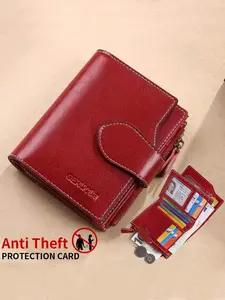 Leather Large Capacity Multi-Functional Buckle Wallet, Coin Purse, Credit Card Holder, 17 Card Slots, Zipper Coin Pouch, Casual Gift