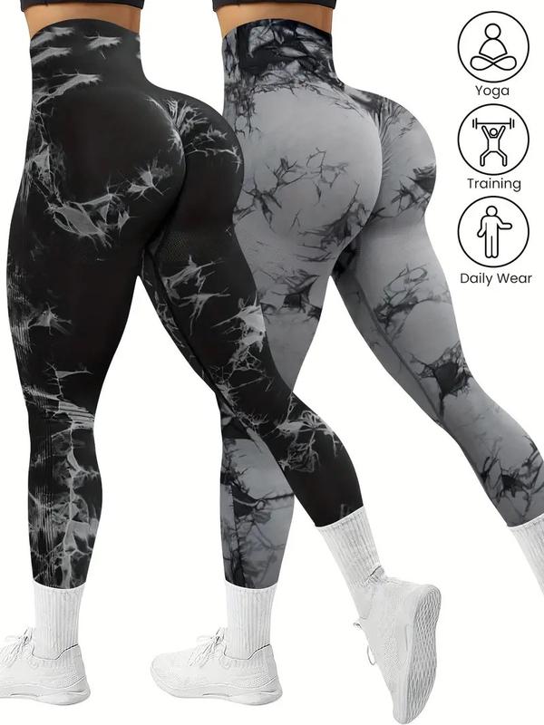 2 Pack Tie Dye High Waisted Workout Leggings for Women Rear Lifting Tummy Control Yoga Gym Athletic Pants High Waist Squat Proof Compression Tights