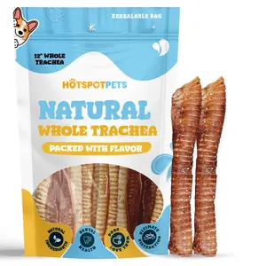 12" Whole Beef Trachea Tube Chews for Large & X-Large Dogs