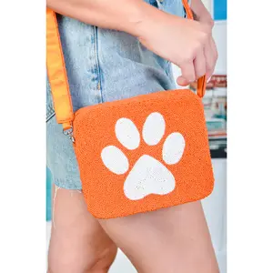 Tigers Orange Paw Beaded Bag