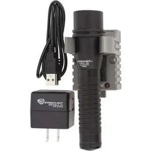 Streamlight White LED Bulb, 260 Lumens, Industrial/Tactical Flashlight Black Aluminum Body, 1 Lithium-Ion Battery Included 74303